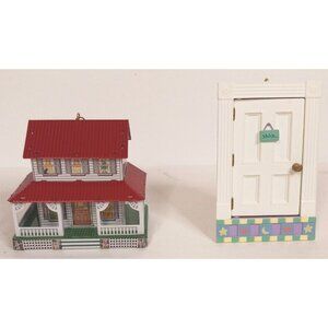Hallmark 1999 2002 Christmas Ornaments' Farm House Tucked In Tenderly With Boxes